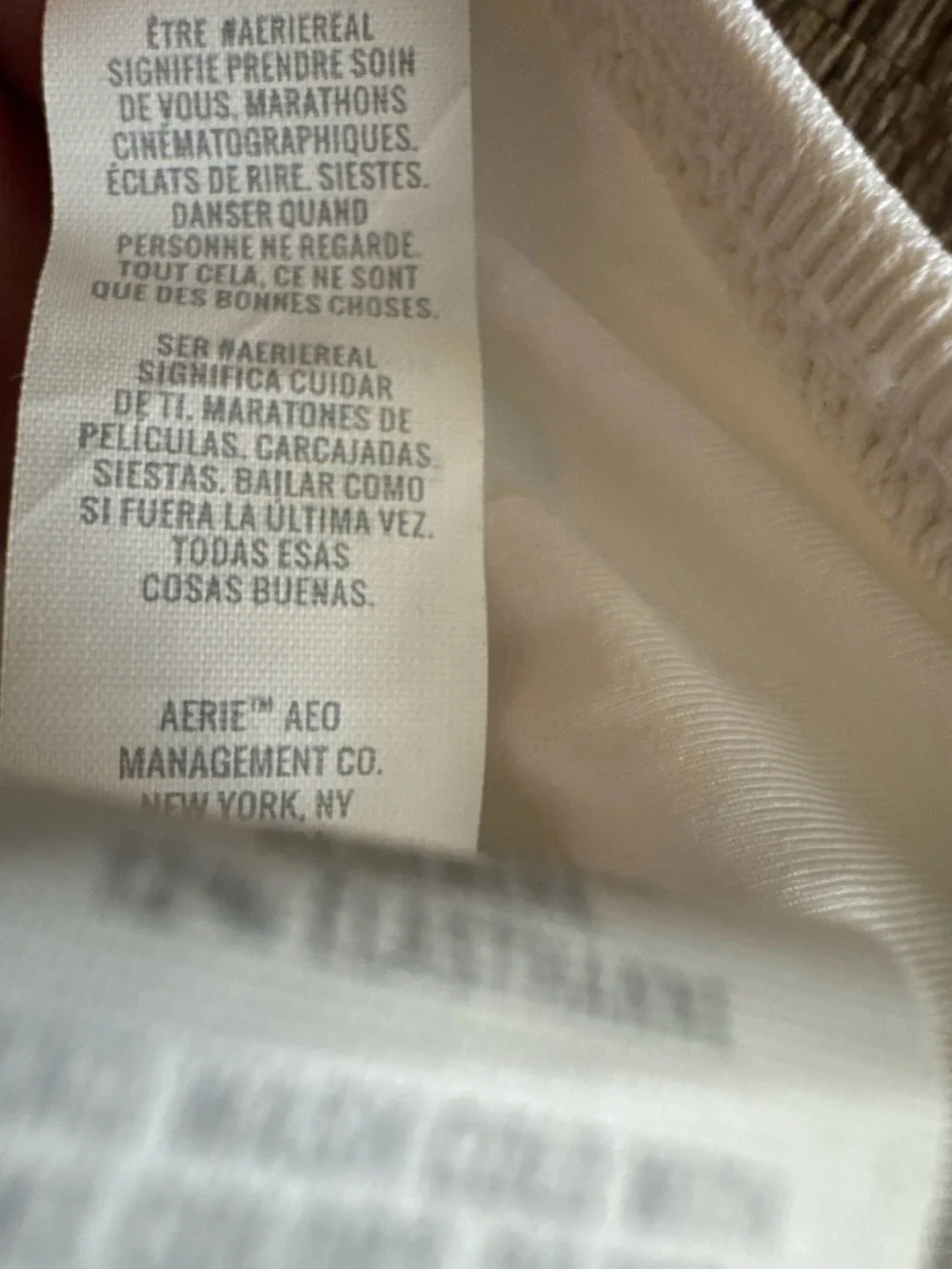aerie White Halter Bandeau Top with Beige Ribbed Bikini Bottoms
